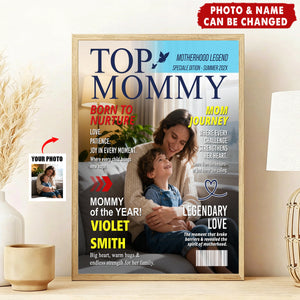 Personalized "Top Mommy" Magazine Cover Poster Wall Art With Photo & Name | Heartfelt Mother's Day Gift For Mom & Grandma