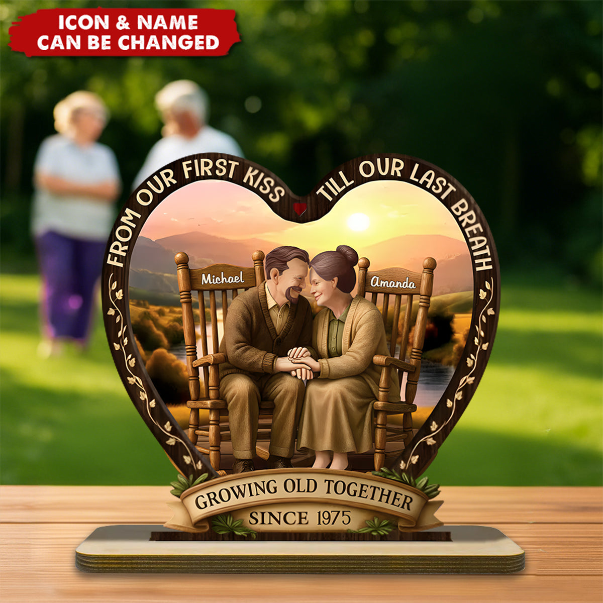 Personalized "Always Been You" Wooden Ornament With Names & Year & Icons | Romantic "Growing Old Together" Anniversary  Gift For Couple Parents