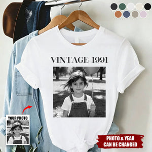 Personalized Vintage Aesthetic Custom Photo T-Shirt With Color & Size - Retro Birthday Gift For Women Men Friends Family
