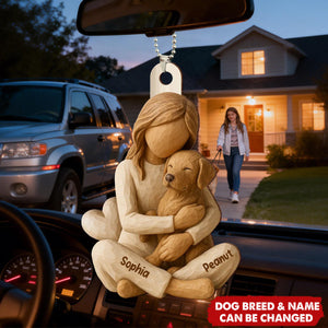 Personalized Girl Hugging Her Dog 3D Effect Acrylic Ornament With Dog Breed & Name - Mother's Day Birthday Gift For Dog Owners