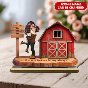 Personalized 3D Effect Wooden Barn House Couple Plaque With Names & Icons & Year | Wedding Anniversary Valentine's Day Gift For Soulmates & Couple