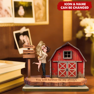 Personalized 3D Effect Wooden Barn House Couple Plaque With Names & Icons & Year | Wedding Anniversary Valentine's Day Gift For Soulmates & Couple