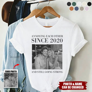 Personalized Vintage Retro T-Shirt With Photo & Quote & Year & Color |  Funny Anniversary Valentine's Day Gift For Husband Wife & Couples
