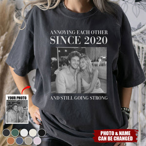 Personalized Vintage Retro T-Shirt With Photo & Quote & Year & Color |  Funny Anniversary Valentine's Day Gift For Husband Wife & Couples