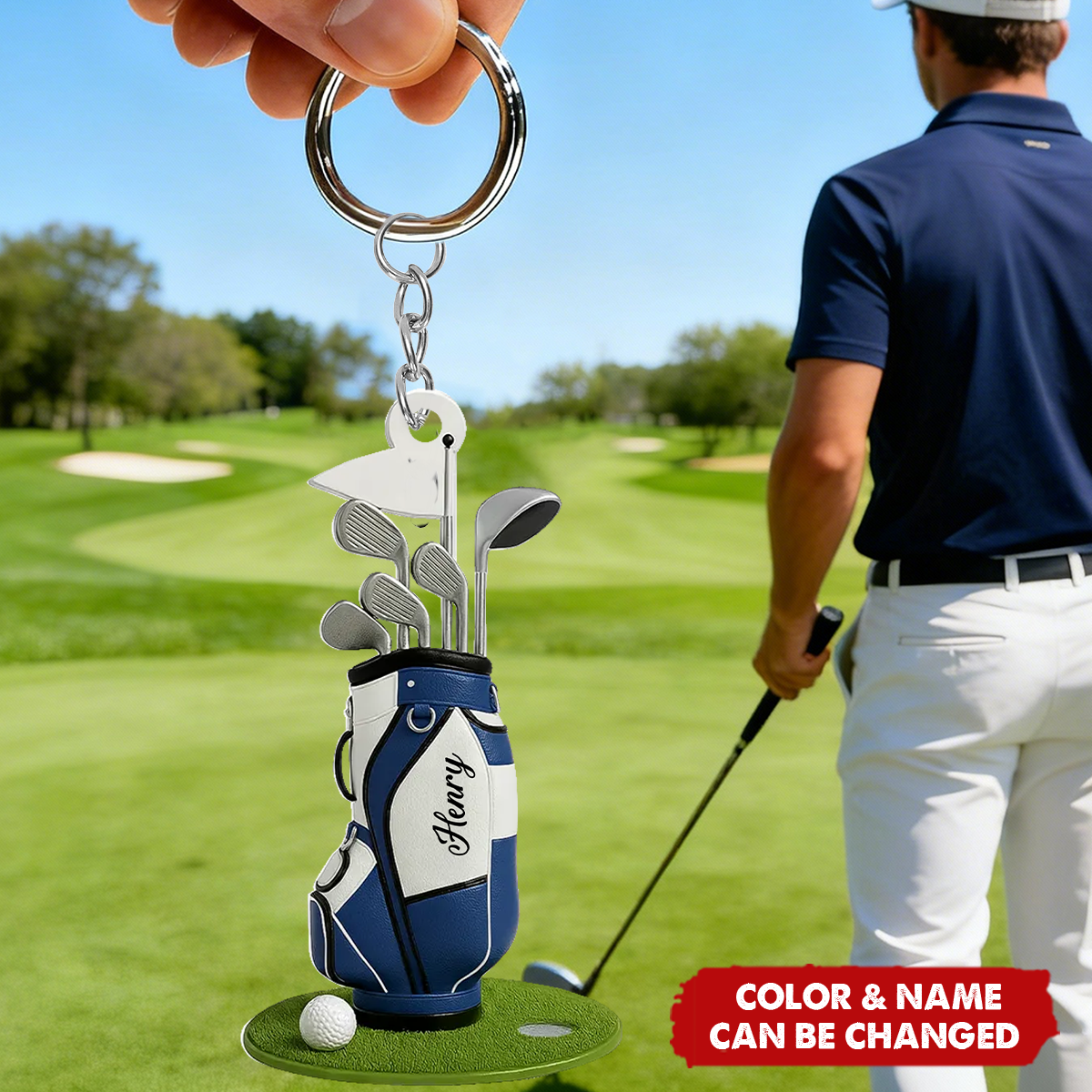 Personalized Golf Bag Acrylic Keychain With Name & Color & Year | Creative  Father's Day Gift For Dad Golf Lovers