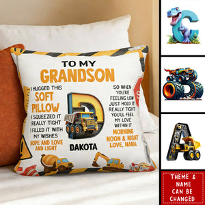 Personalized Alphabet Theme Truck Kid’s Pillowcase With Name & Initial - Creative Nursery Decor Birthday Gift For Kids Or Toddlers