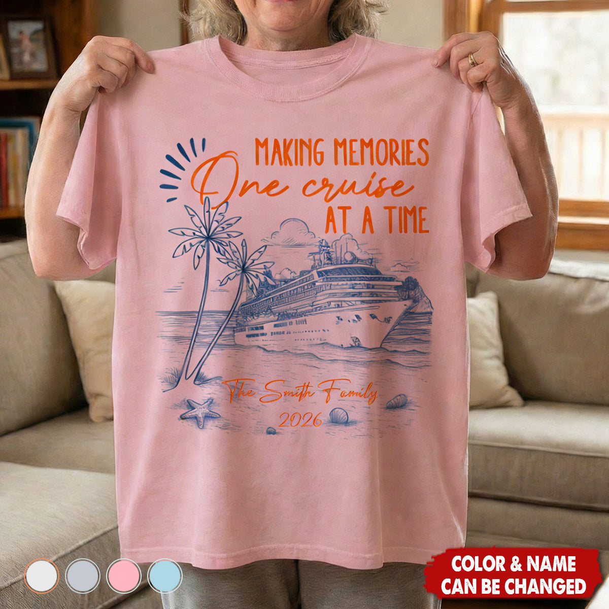 Personalized Making Memories Family Vacation Cruise Ship T-Shirt With Family Name & Year - Creative Family Reunion Group Gift For Families