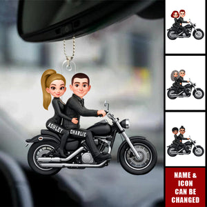 Personalized "Ride Together" Biker Couple Car Ornament With Names & Icons | Creative Anniversary Valentine's Day Gift For Motorcycle  Couples Partners