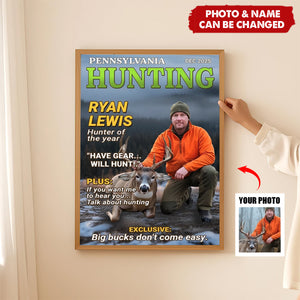Personalized Magazine Style Hunting Poster With Photo & Name & Date & Quote | Unique Father’s Day Christmas Gift For Dad Hunters Outdoorsmen