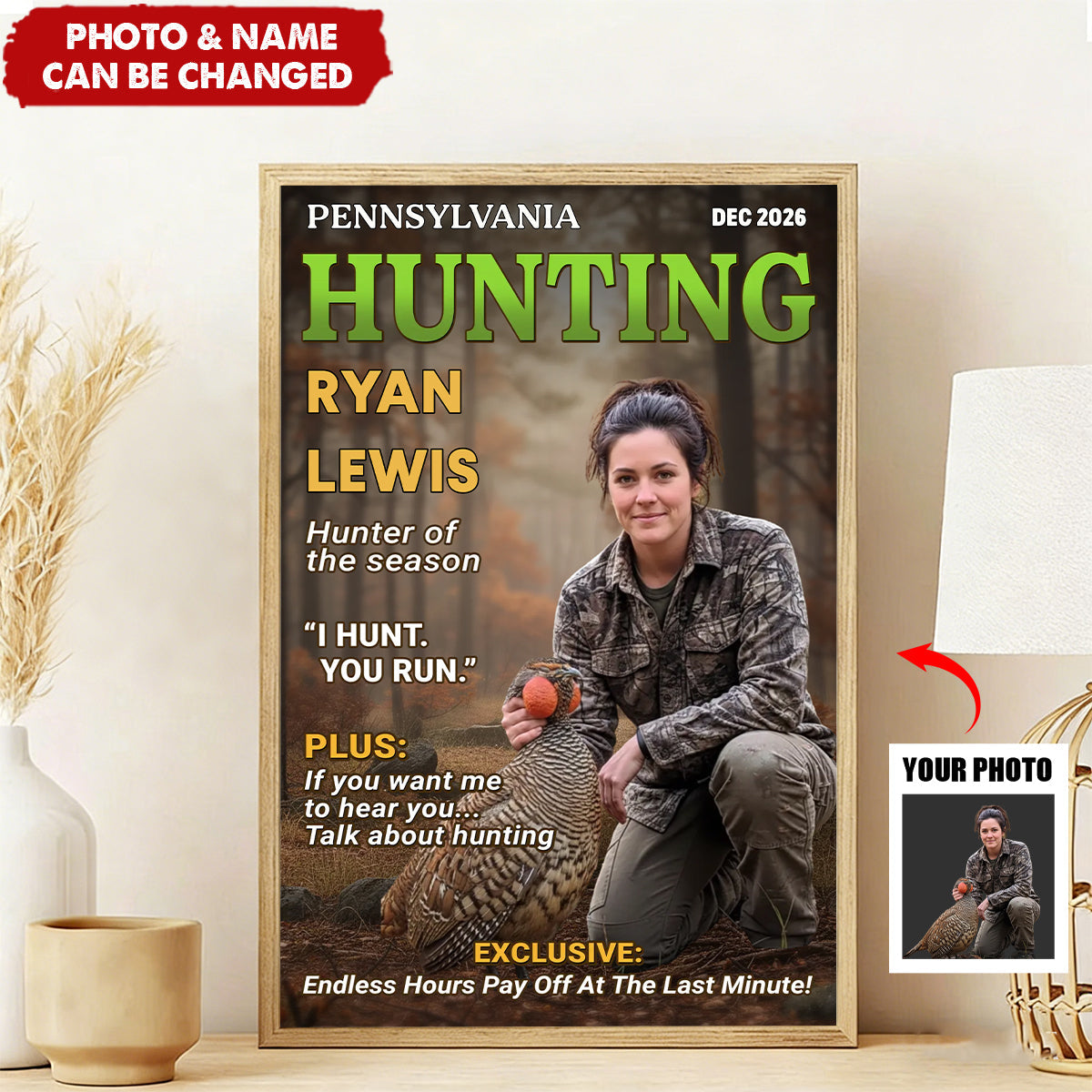 Personalized Magazine Style Hunting Poster With Photo & Name & Date & Quote | Unique Father’s Day Christmas Gift For Dad Hunters Outdoorsmen