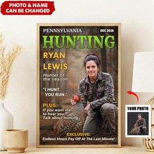 Personalized Magazine Style Hunting Poster With Photo & Name & Date & Quote | Unique Father’s Day Christmas Gift For Dad Hunters Outdoorsmen
