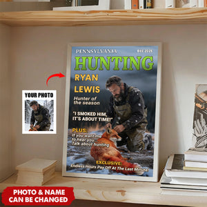 Personalized Magazine Style Hunting Poster With Photo & Name & Date & Quote | Unique Father’s Day Christmas Gift For Dad Hunters Outdoorsmen