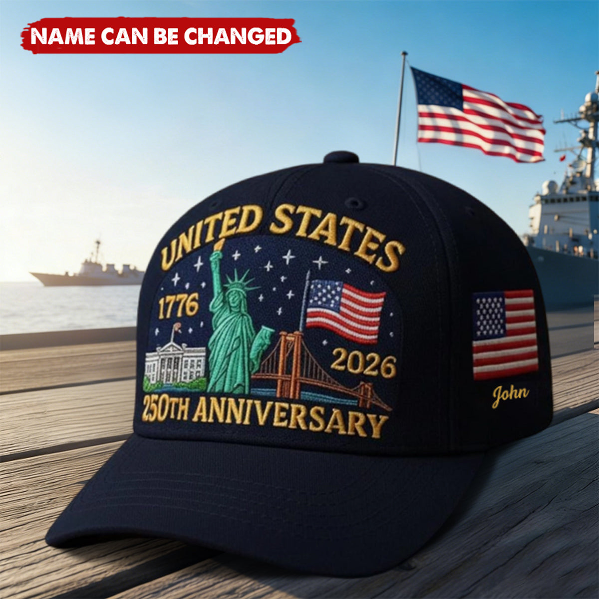 Personalized America 250th Anniversary Eagle Baseball Cap With Name | Unique 1776-2026 Celebration Hat For Proud Americans & Veterans