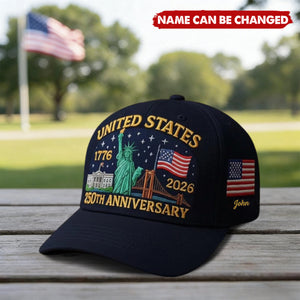 Personalized America 250th Anniversary Eagle Baseball Cap With Name | Unique 1776-2026 Celebration Hat For Proud Americans & Veterans