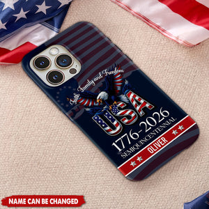 Personalized Faith Family & Freedom Phone Case With Name & Model Number | Commemorative 2026 US 250th Anniversary Gift For Family & Friends