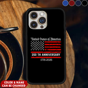 Personalized USA 250th Anniversary Phone Case With Color & Design | Commemorative 2026 US 250th Anniversary Gift For Patriotic Men Women