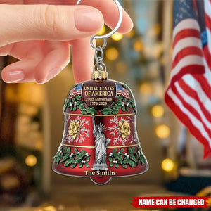 Personalized United States 250th Anniversary Bell Keychain With Names | 2026 Heartfelt Gift For Families