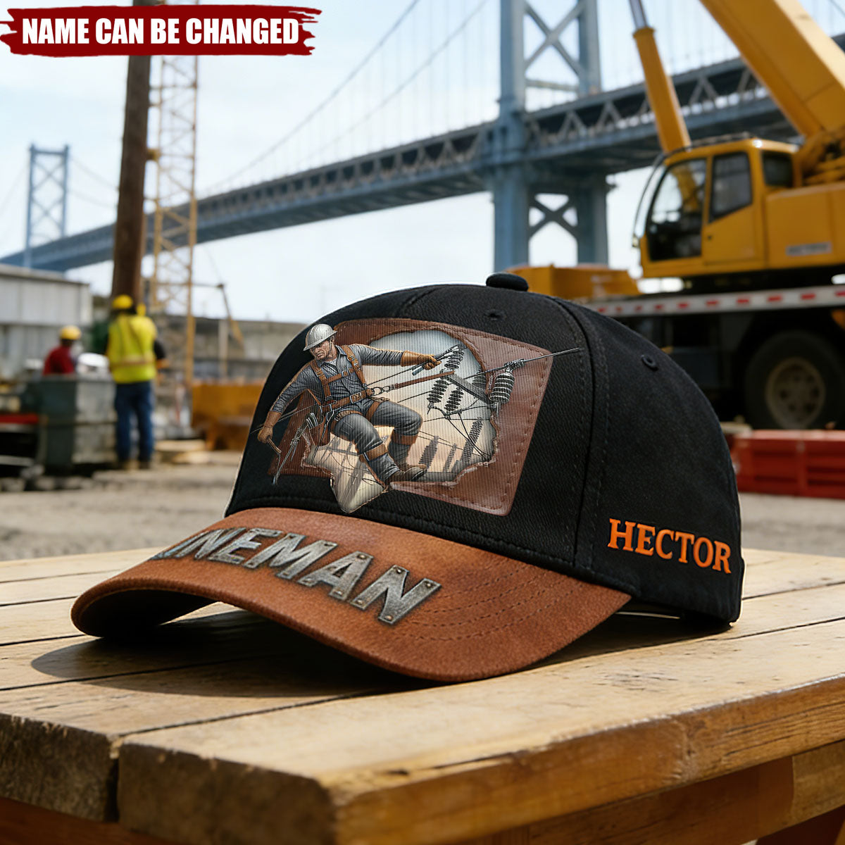 Personalized Breathable Lineman Classic Cap With Name | Lineman Heart Graphic | Father's Day Gift For Electricians Husbands & Power Workers