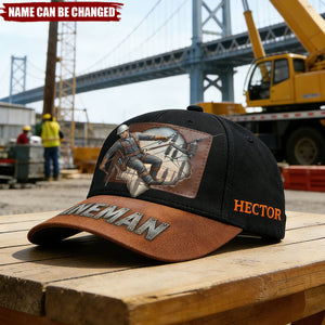 Personalized Breathable Lineman Classic Cap With Name | Lineman Heart Graphic | Father's Day Gift For Electricians Husbands & Power Workers