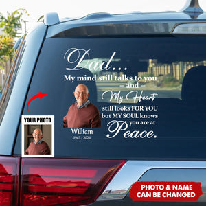 Personalized "My Mind Still Talks To You"Car Window Decal With Photo & Name - Creative Memorial Tribute Gift For Loss Of  Families