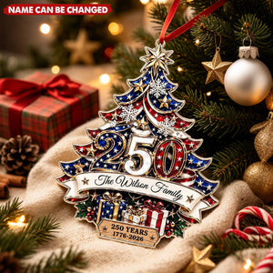 Personalized Surname Acrylic Ornament With 250th Christmas Tree Decor For Family