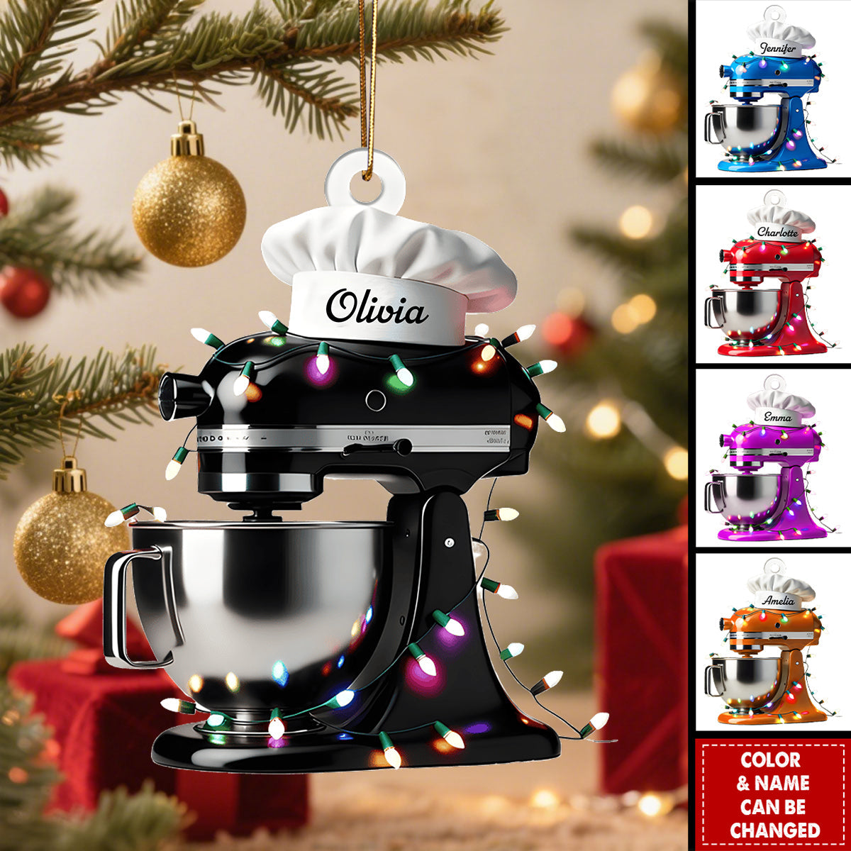 Personalized Baking Mixer Lights Christmas Ornament With Name And Color | Exclusive Christmas Gift For Bakers And Chefs