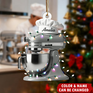 Personalized Baking Mixer Lights Christmas Ornament With Name And Color | Exclusive Christmas Gift For Bakers And Chefs