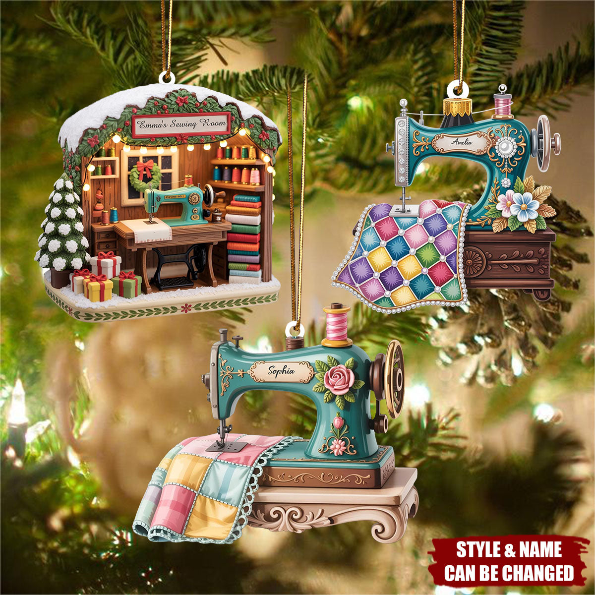 Personalized Sewing Machine Christmas Ornament With Name - Best Christmas Gift For Seamstress & Crafter