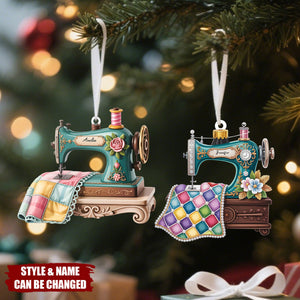 Personalized Sewing Machine Christmas Ornament With Name - Best Christmas Gift For Seamstress & Crafter