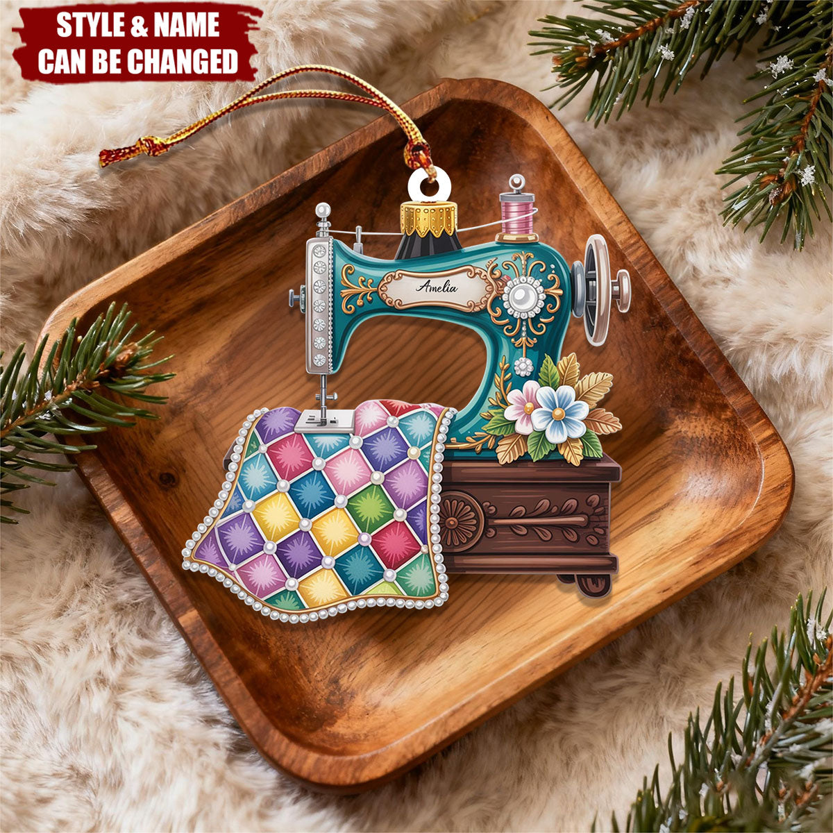 Personalized Sewing Machine Christmas Ornament With Name - Best Christmas Gift For Seamstress & Crafter