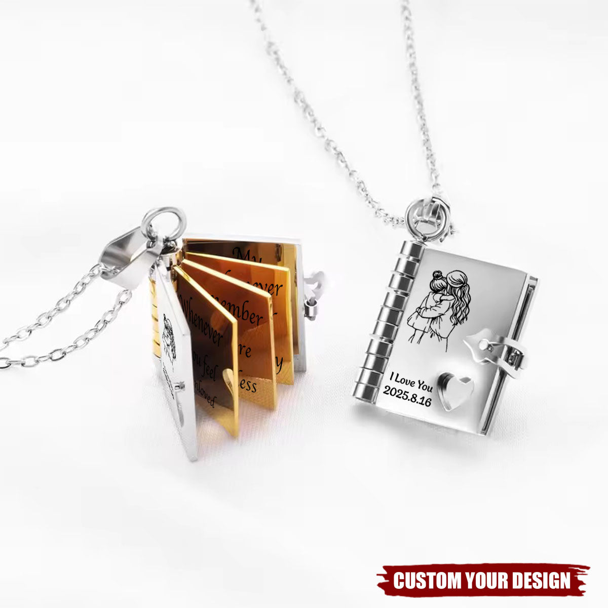 Personalized "A Letter to.." Engraved Book Necklace With Name Best Gift For "My Little Star"