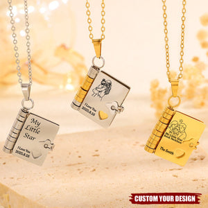 Personalized 'A Letter to..' Engraved Book Necklace With Name Best Gift For "My Little Star"