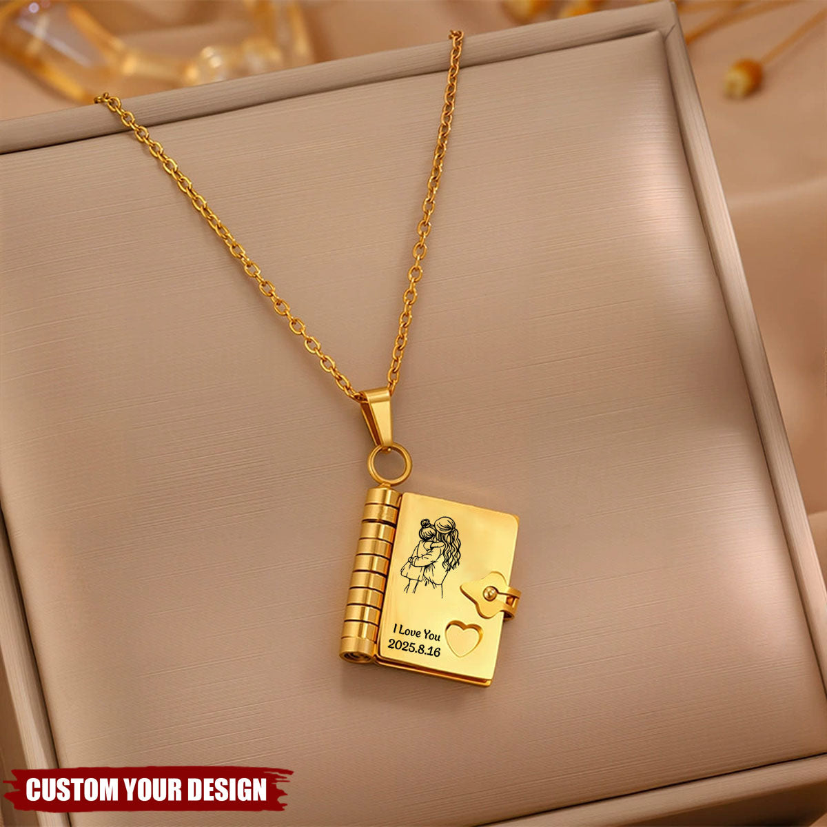 Personalized "A Letter to.." Engraved Book Necklace With Name Best Gift For "My Little Star"