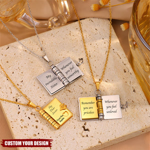 Personalized 'A Letter to..' Engraved Book Necklace With Name Best Gift For "My Little Star"