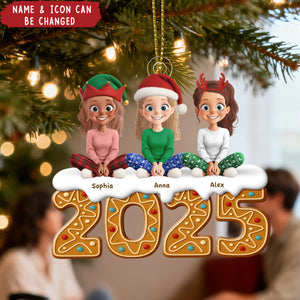 Personalized Cute Cartoon Characters Christmas Ornament With 2-6 Names Icons & Gingerbread 2025 Unique Gift For Family Best Friends