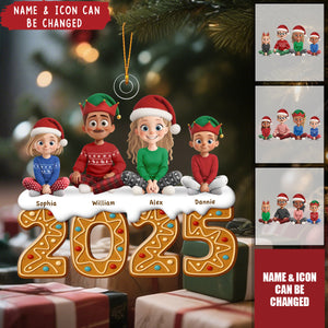 Personalized Cute Cartoon Characters Christmas Ornament With 2-6 Names Icons & Gingerbread 2025 Unique Gift For Family Best Friends