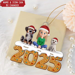 Personalized Cute Cartoon Characters Christmas Ornament With 2-6 Names Icons & Gingerbread 2025 Unique Gift For Family Best Friends