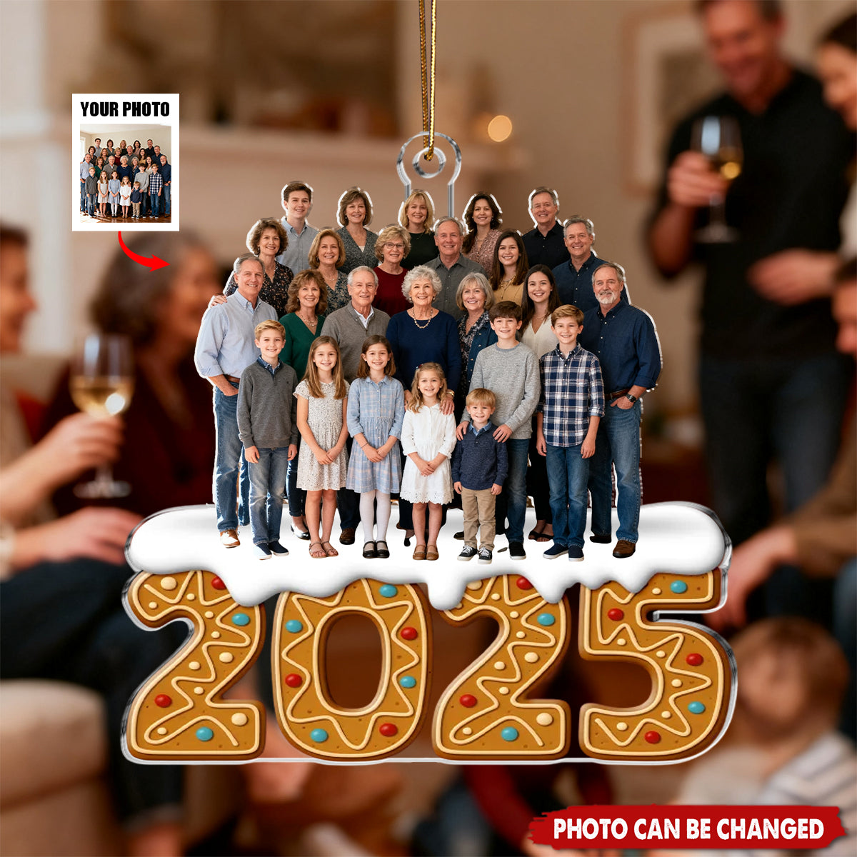 Wrapped In Love Personalized Photo Acrylic Ornament - Christmas Birthday Gifts For Family