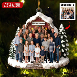 Personalized Photo Acrylic Ornament With Last Name - Love Warms Every Christmas Night Heartfelt Holiday Gift For Family