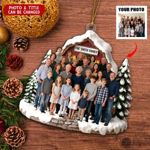Personalized Photo Acrylic Ornament With Last Name - Love Warms Every Christmas Night Heartfelt Holiday Gift For Family