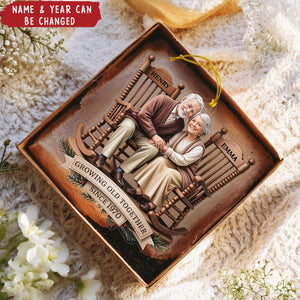 Personalized "Growing Old Together" Rocking Chair Couple Ornament With Name & Year | Christmas Gift For Couple Grandparents