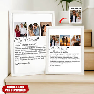 Personalized  "My Person" Couple Photo Collage Poster With Names & 3-Picture - Valentine's Day Gift Anniversary Gift For Soulmate