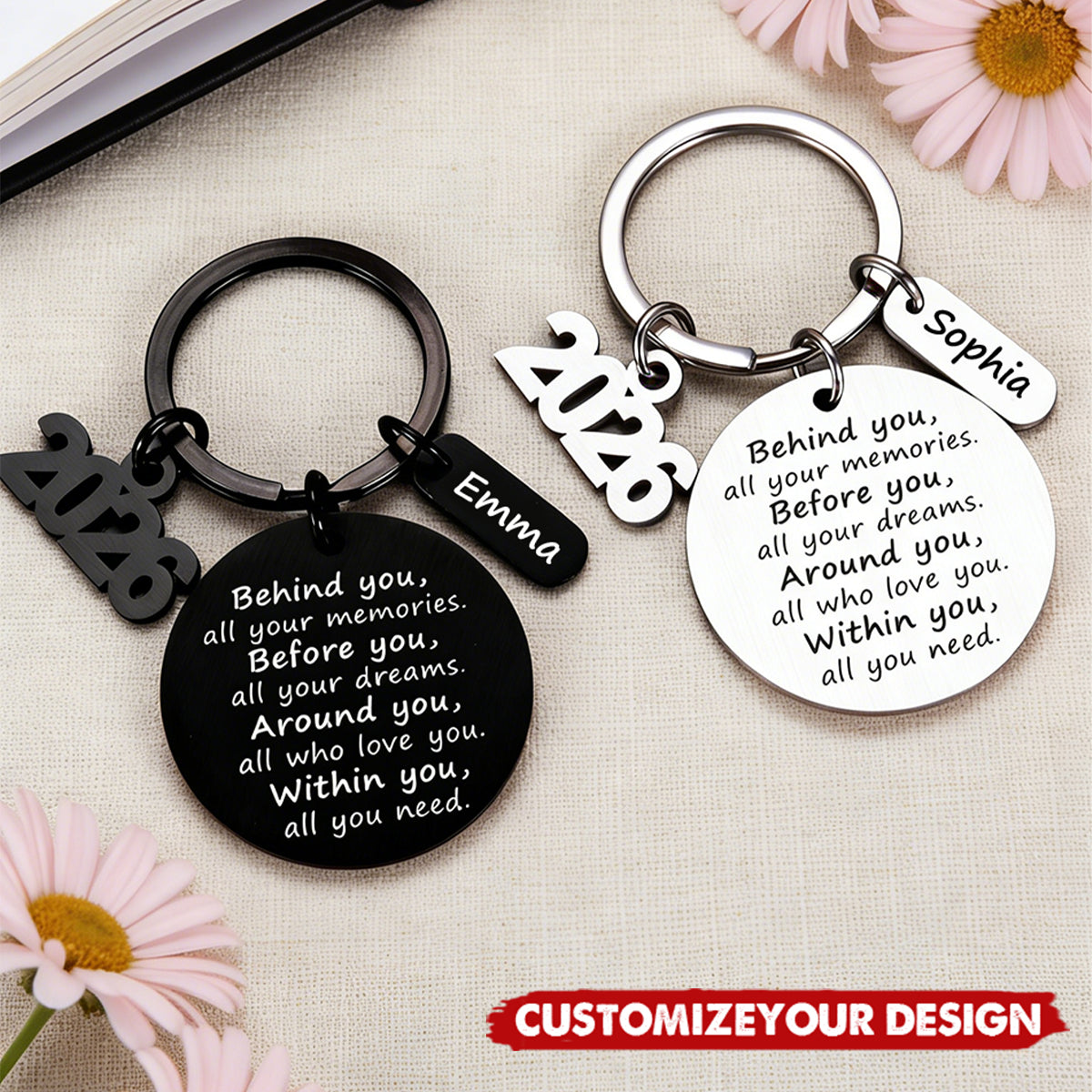 Personalized Graduation Keychain With Name & Color | "Behind You All Your Memories" Gift For 2026 Graduate