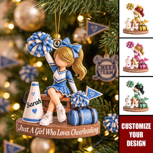 Personalized Cheerleader Acrylic Ornament, Custom Name Cheer Gift for Girl