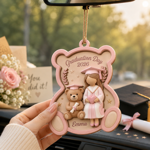 Personalized 3D Effect Graduation Wooden Ornament With Name & Year | Class Of 2026 Gift For Grads