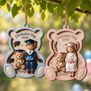 Personalized 3D Effect Graduation Wooden Ornament With Name & Year | Class Of 2026 Gift For Grads
