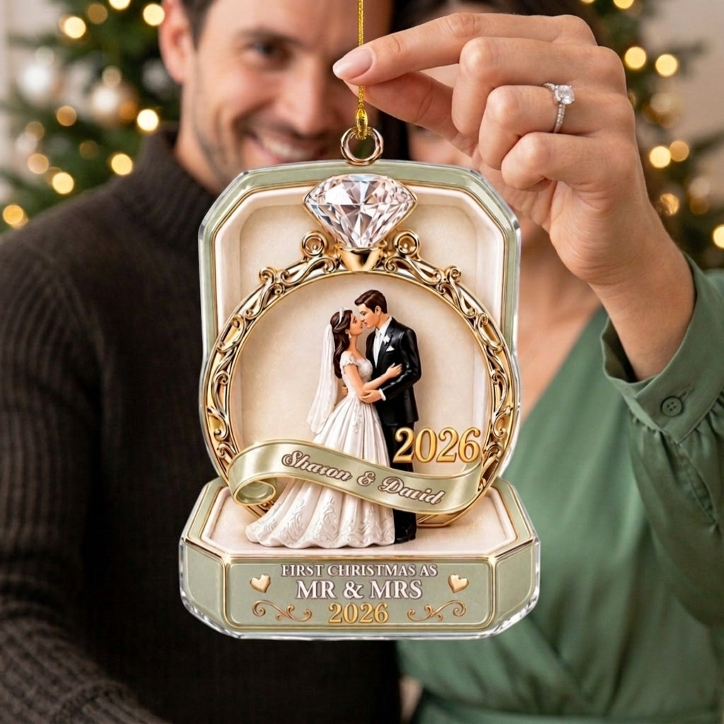 Personalized Couple Name Ornament With First Christmas As Mr & Mrs - Wedding Gift