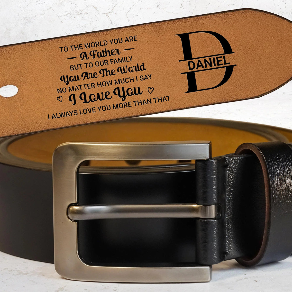 Personalized "I Love You Dad" Engraved Leather Belt - Unique Father's Day Gift
