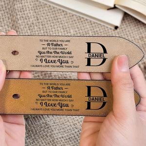 Personalized "I Love You Dad" Engraved Leather Belt - Unique Father's Day Gift