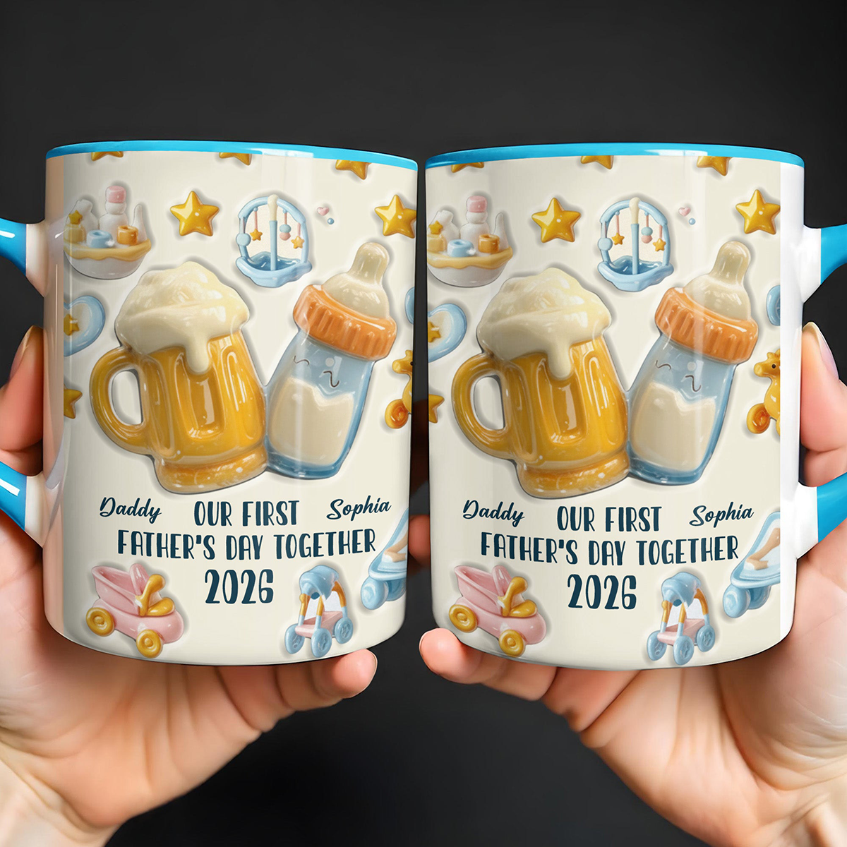 Personalized "Our First Father's Day Together" Ceramic Accent Mug With Names & Year | Heartfelt 2026 Gift For New Dads